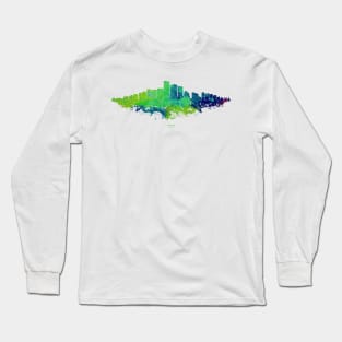 Phoenix City Skyline - Watercolor Green, blue Long Sleeve T-Shirt